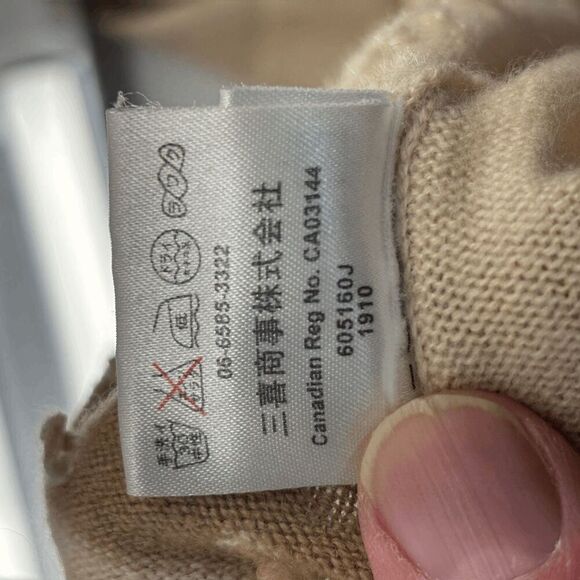 Vintage Jaegar Womens 100% Cashmere Sweater Size Medium Crew Neck Tan Polka Dots - Picture 5 of 7